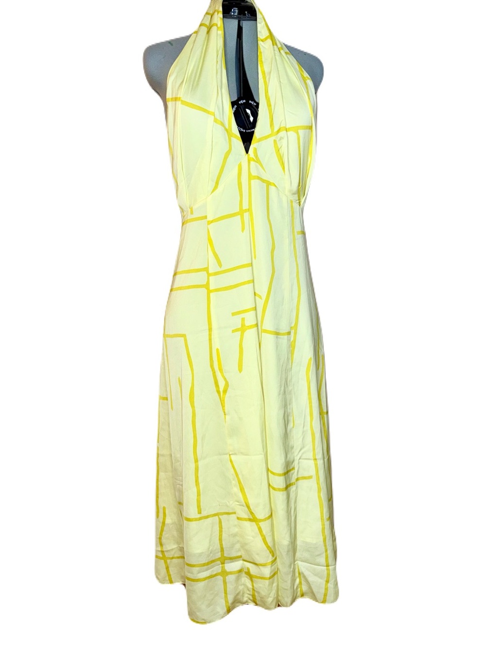 NWT Banana Republic Yellow Lotus Wrap Halter Midi Dress 10